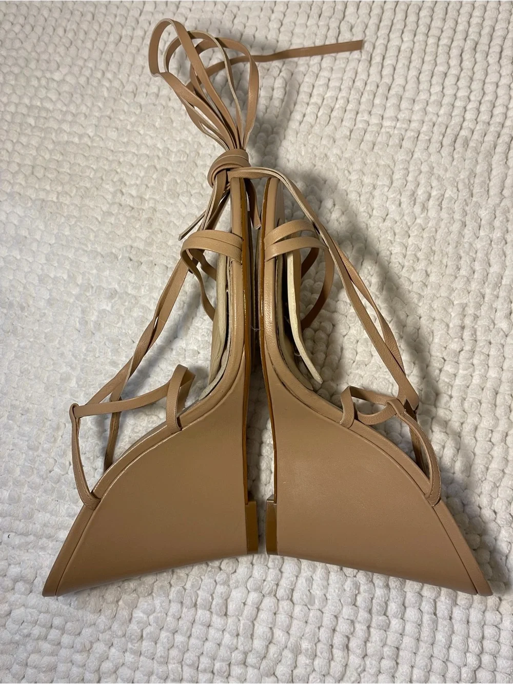 SCHUTZ Nude Lace-Up Wedge Sandals